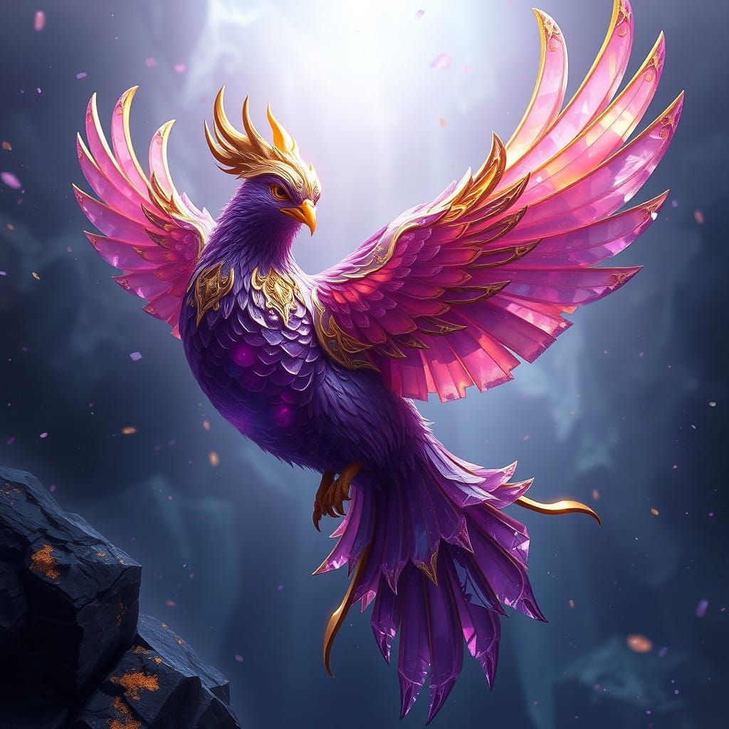 Vibrant Amethyst Dove Illuminated by Golden Light