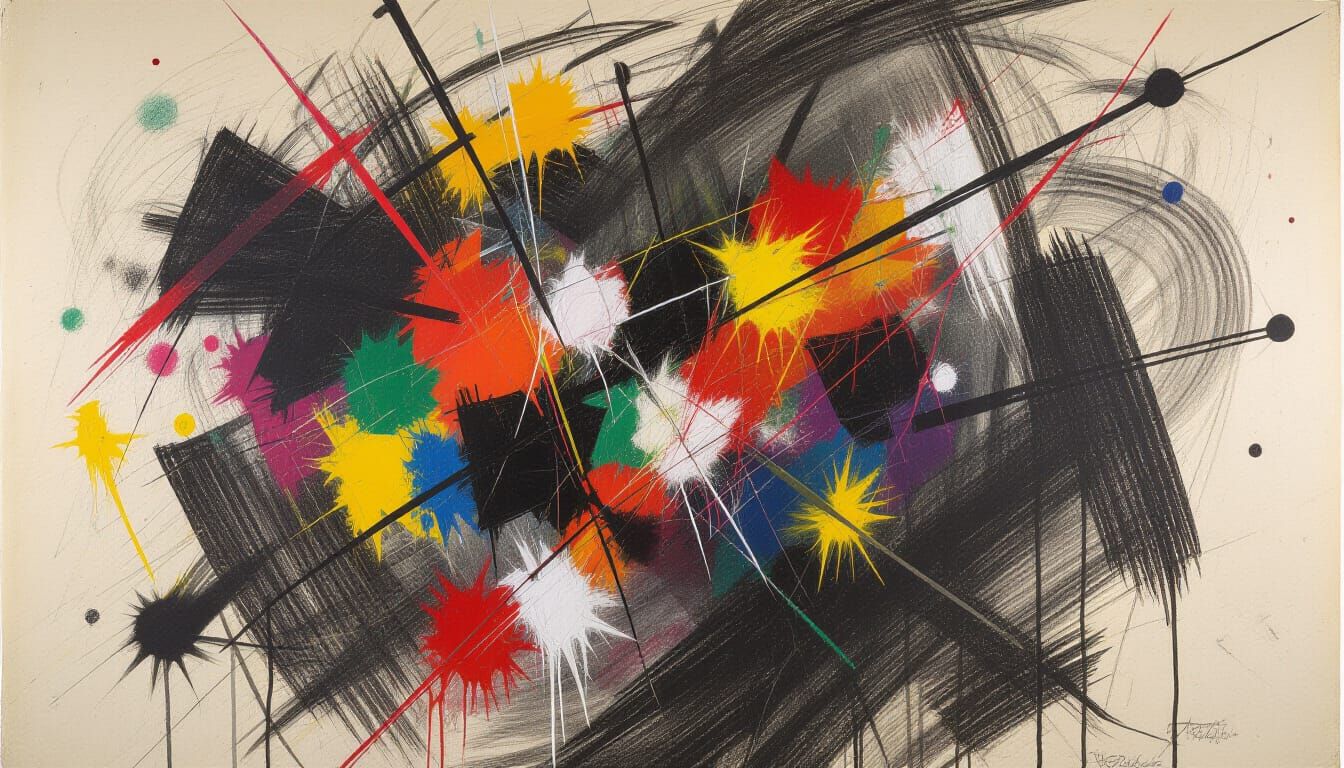 Explosive Chaotic Colors in Hyperdetailed Charcoal