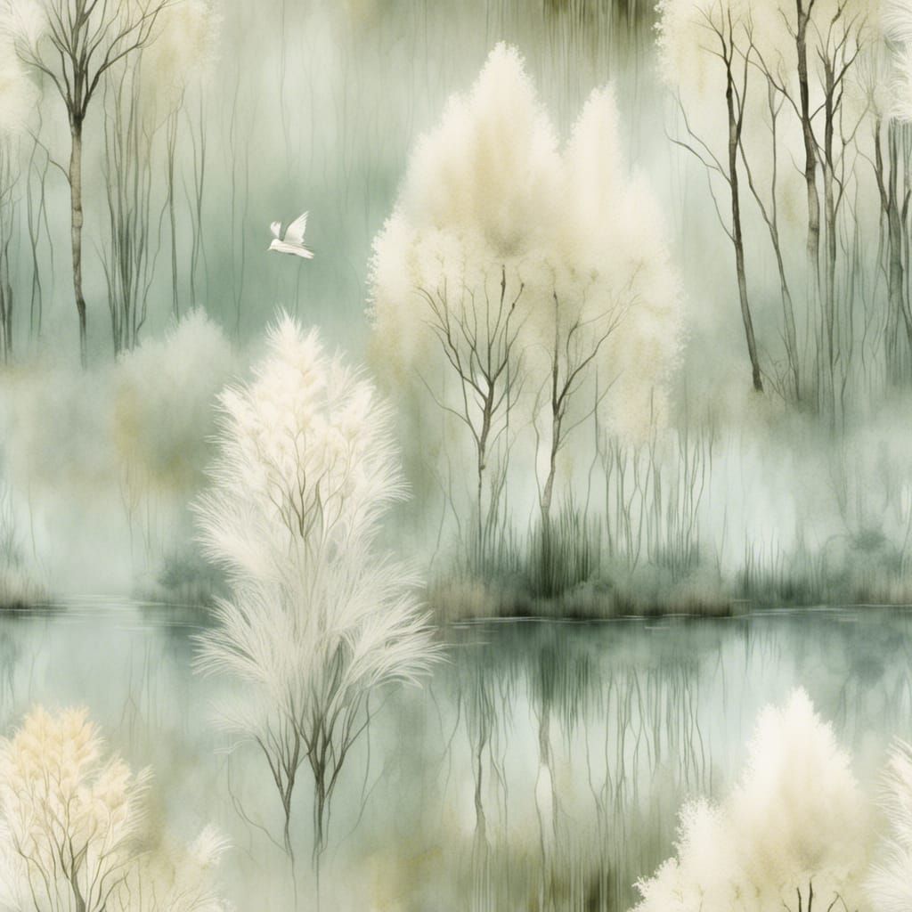 Eerie Misty Swamp with Pale Pastel Hues