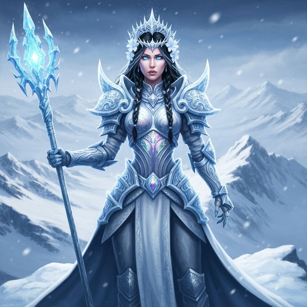 Warrior Snow Queen in Detailed Digital Painting