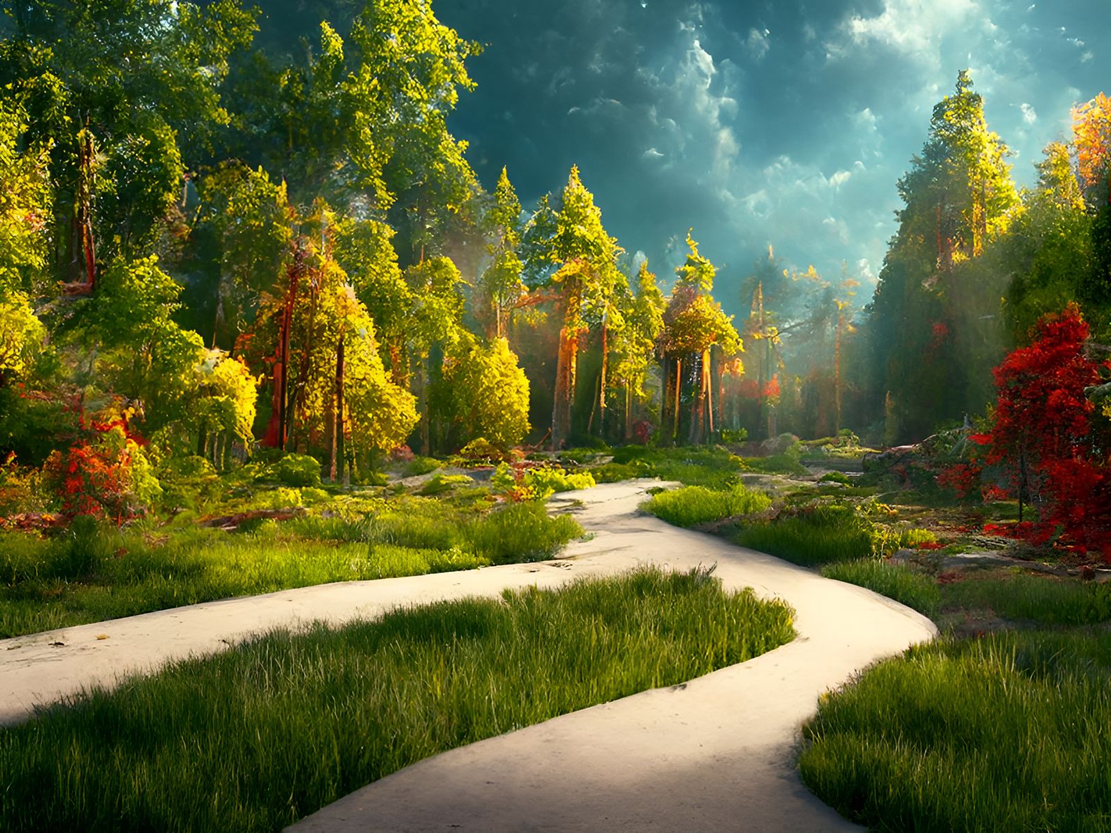 Dramatic Forest Landscape in Hyperrealistic Style