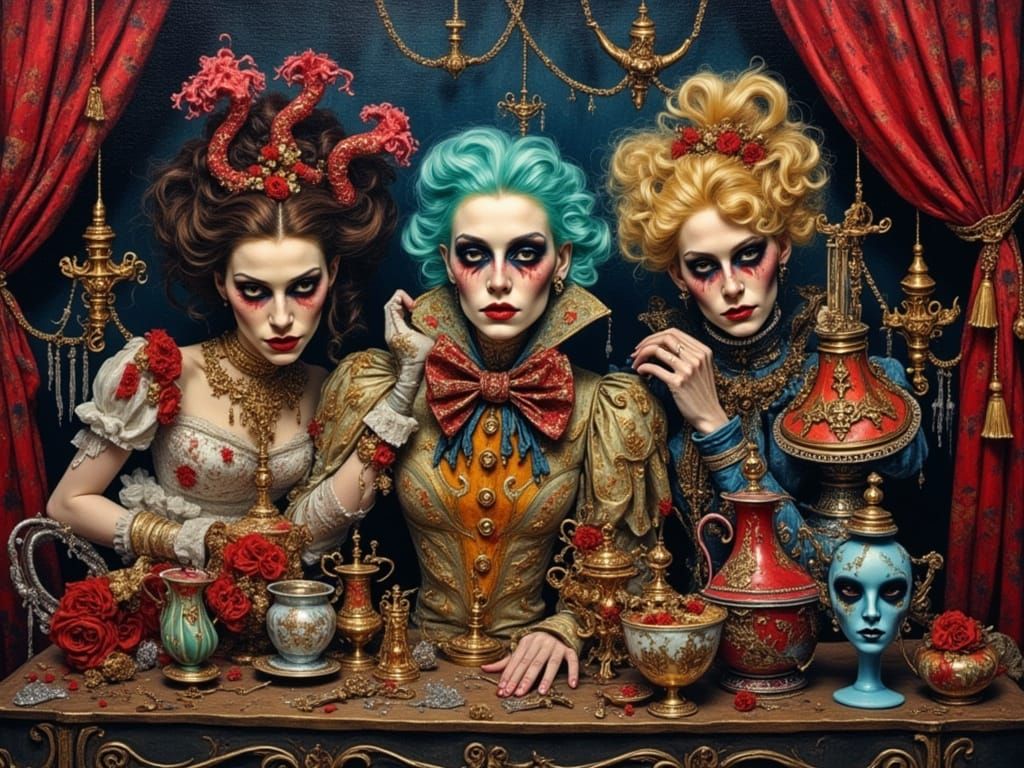 Oil Painting of The Theater of Bad Taste in Gurney Style