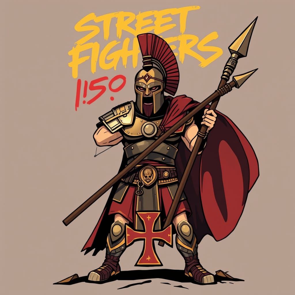 Spartan Warrior in Graffiti Art Style
