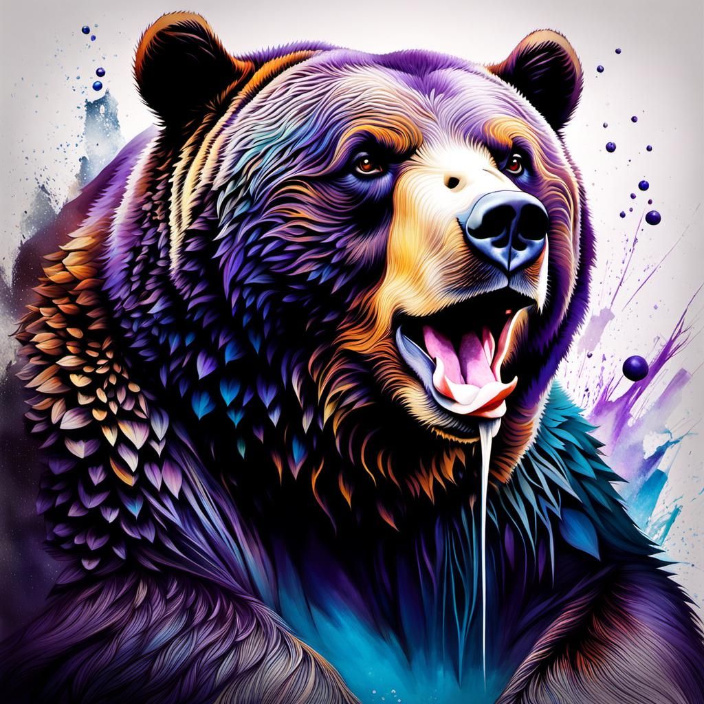 Surprised Obese Bear Portrait in Hyperrealistic Style