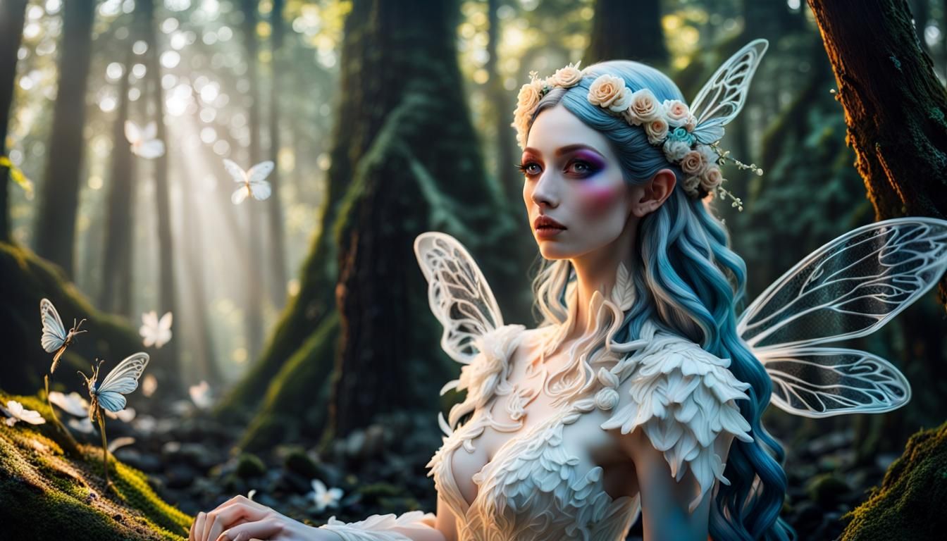 Porcelain Fairy Goddess in Enchanted Forest Realm