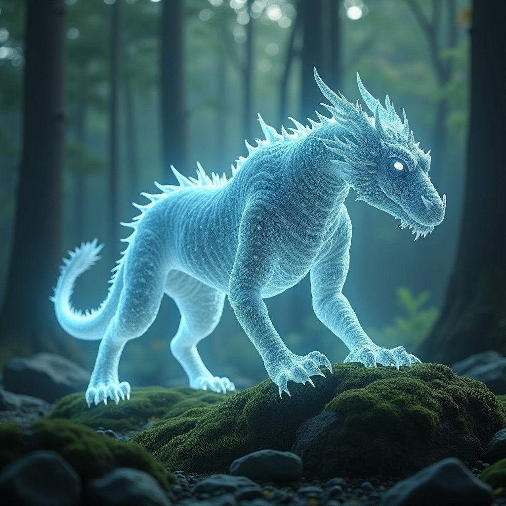 Luminous Light Dragon Gliding Over Coastline