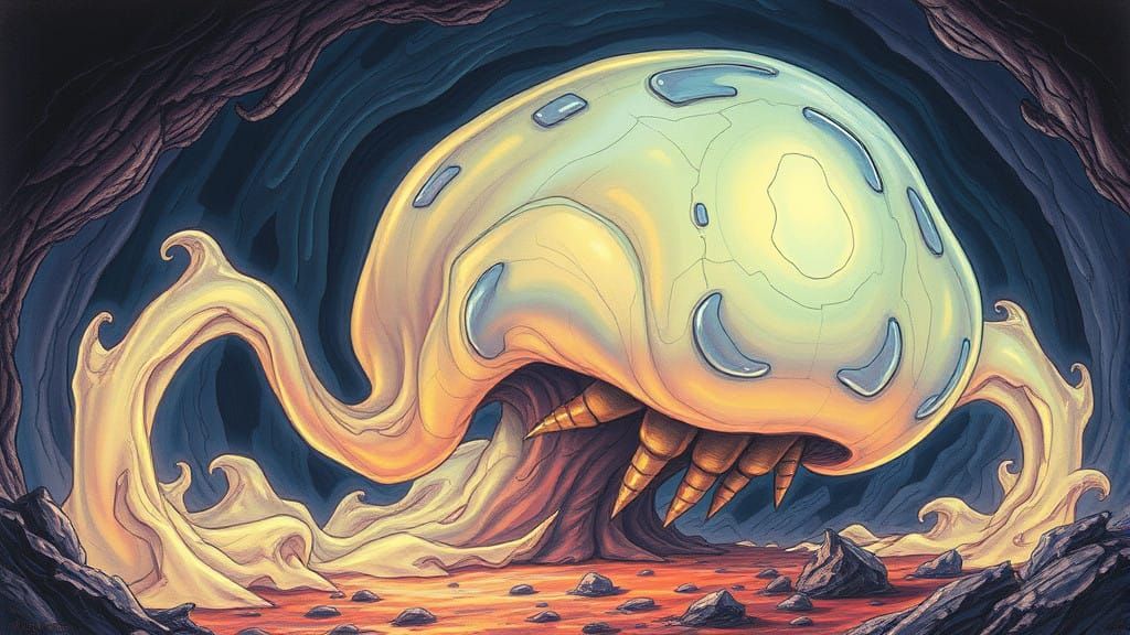 Translucent Amoeba Creature in Eerie Sci-Fi Horror Style