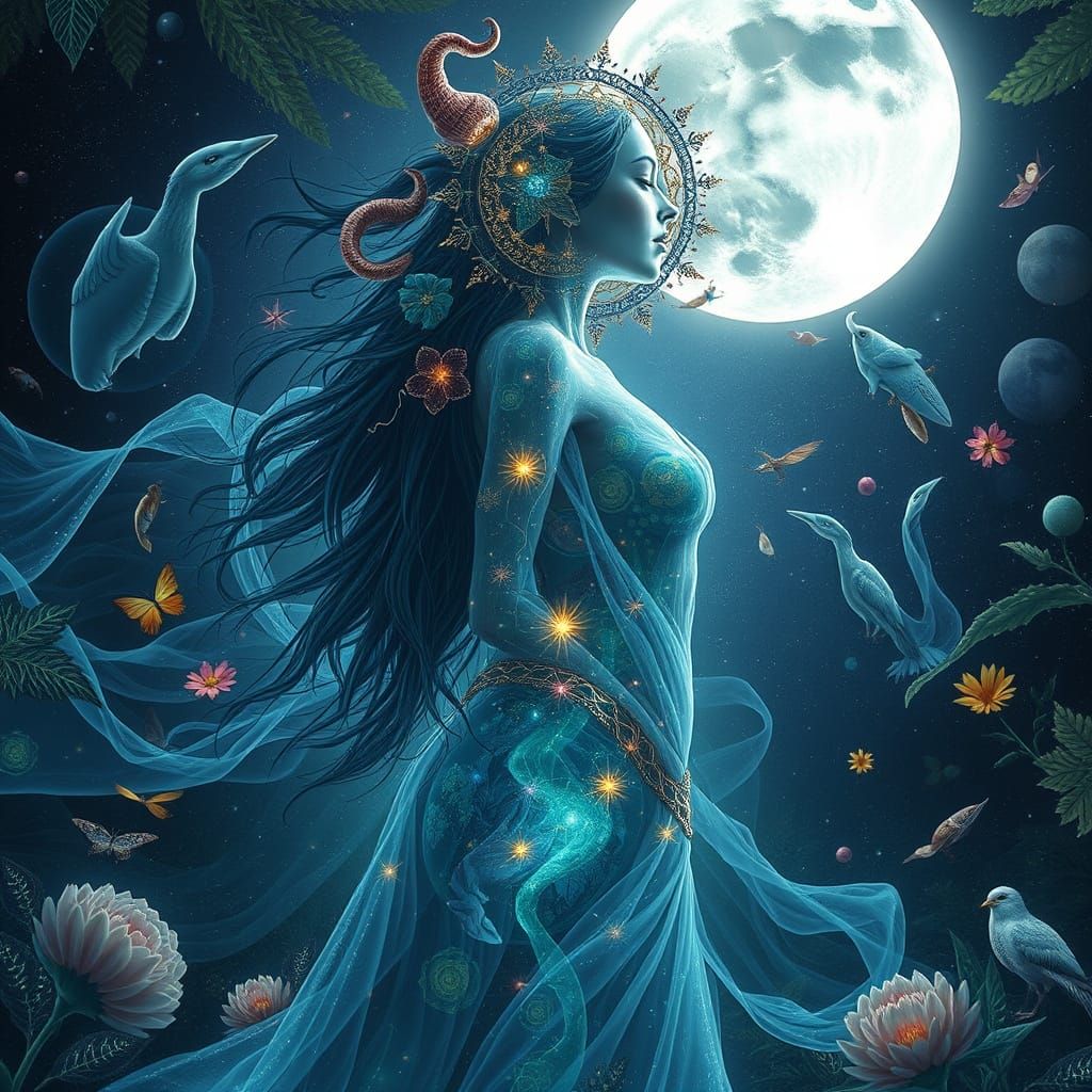 Ethereal Mindscape: Earth and Moon Intertwined