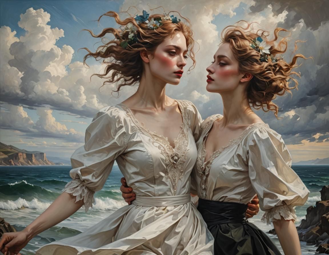 Surreal Androgynes Dance in Tenebrous Seascape