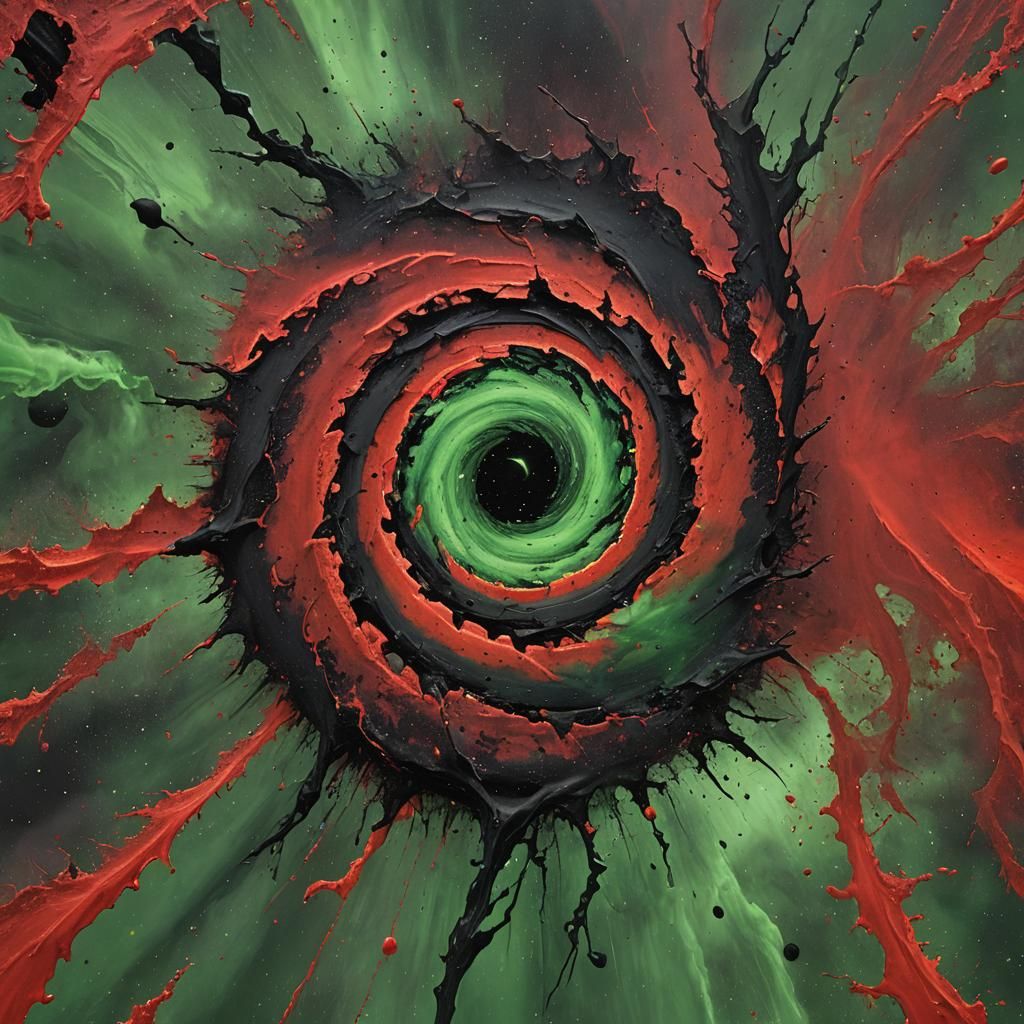 Dramatic Sky Tear with Green and Black Vortex