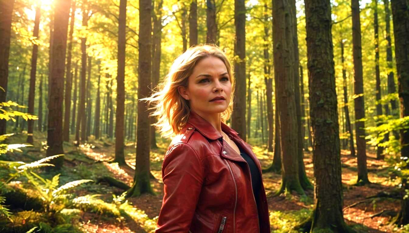 Person in Red Leather Jacket, Hyperrealistic Style