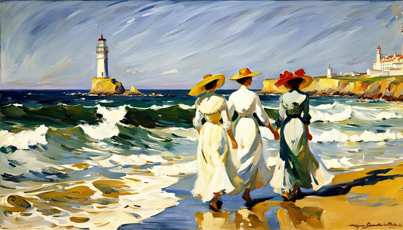 Biarritz Lighthouse Walk in Impressionist Style
