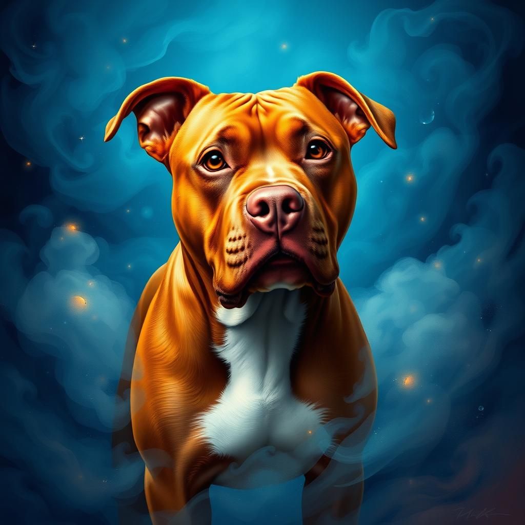 Dreamlike Pitbull in Pop Surrealist Style
