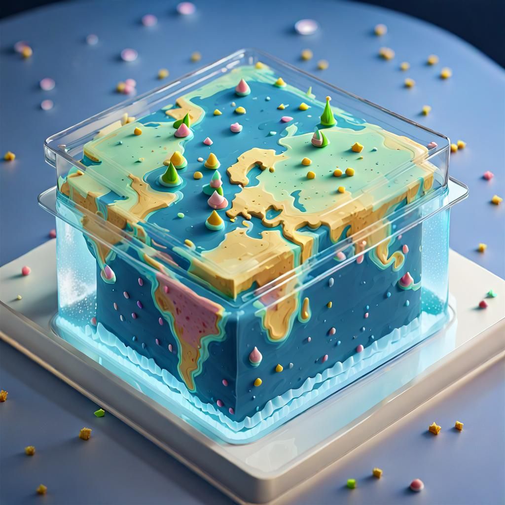 Yummy 😋 World MAP🗺️ Cake in a Glass Box 🍰🌍🌎📦