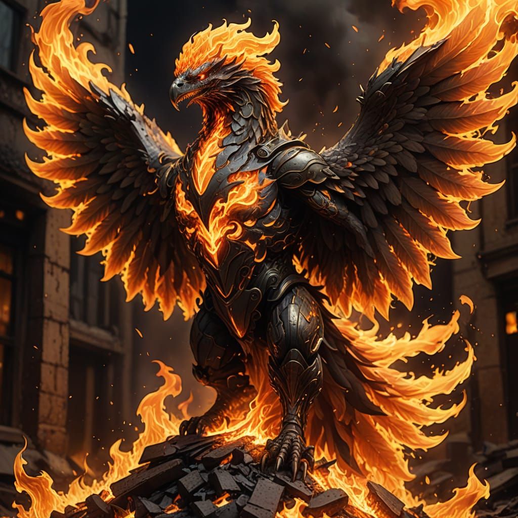 Vibrant Inferno Engulfs Abandoned Building in Golden Light