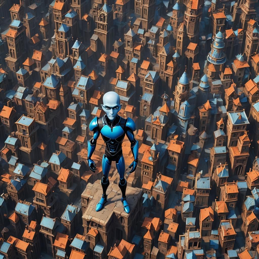 Detailed Matte Painting of Megamind in Unreal Engine