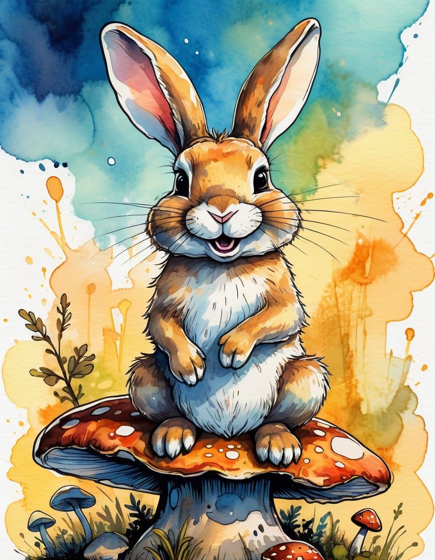 Laughing Bunny in Comic Book Style