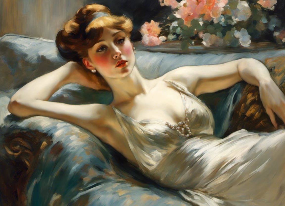 Elegant Woman in Impressionist Portrait