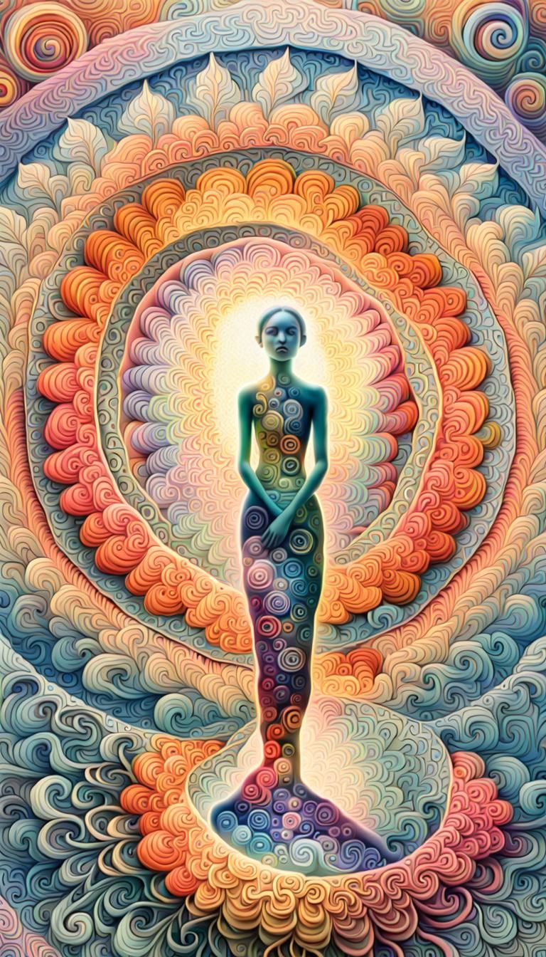 Psychedelic Mandala Art in Surrealist Style