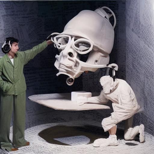 Porcelain and Chewing Gum Workers in White Cube Style