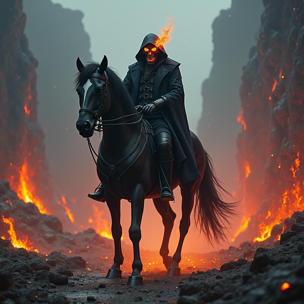 Ghost Rider in Hellish Apocalyptic Landscape