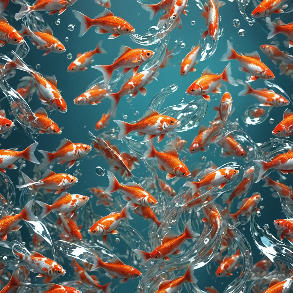 Koi Fish in Crystal Water: Art Nouveau Style