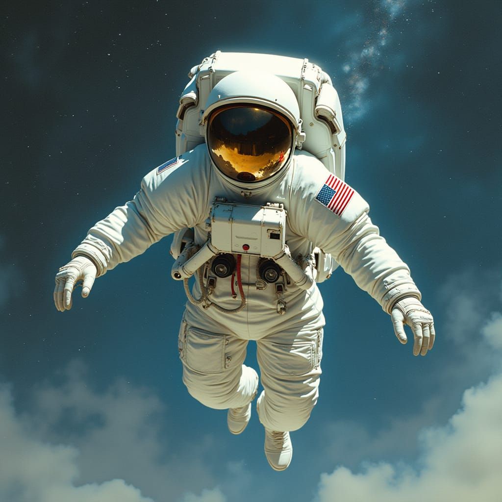 Futuristic Astronaut in Zero Gravity