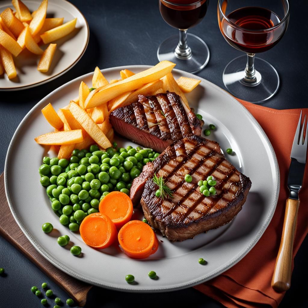 Steak and Chips: Hyperrealistic Culinary Photography
