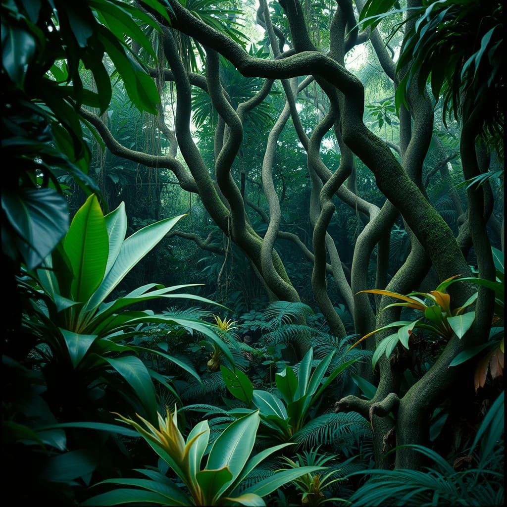 Lush Jungle Scene with Cinematic Lighting