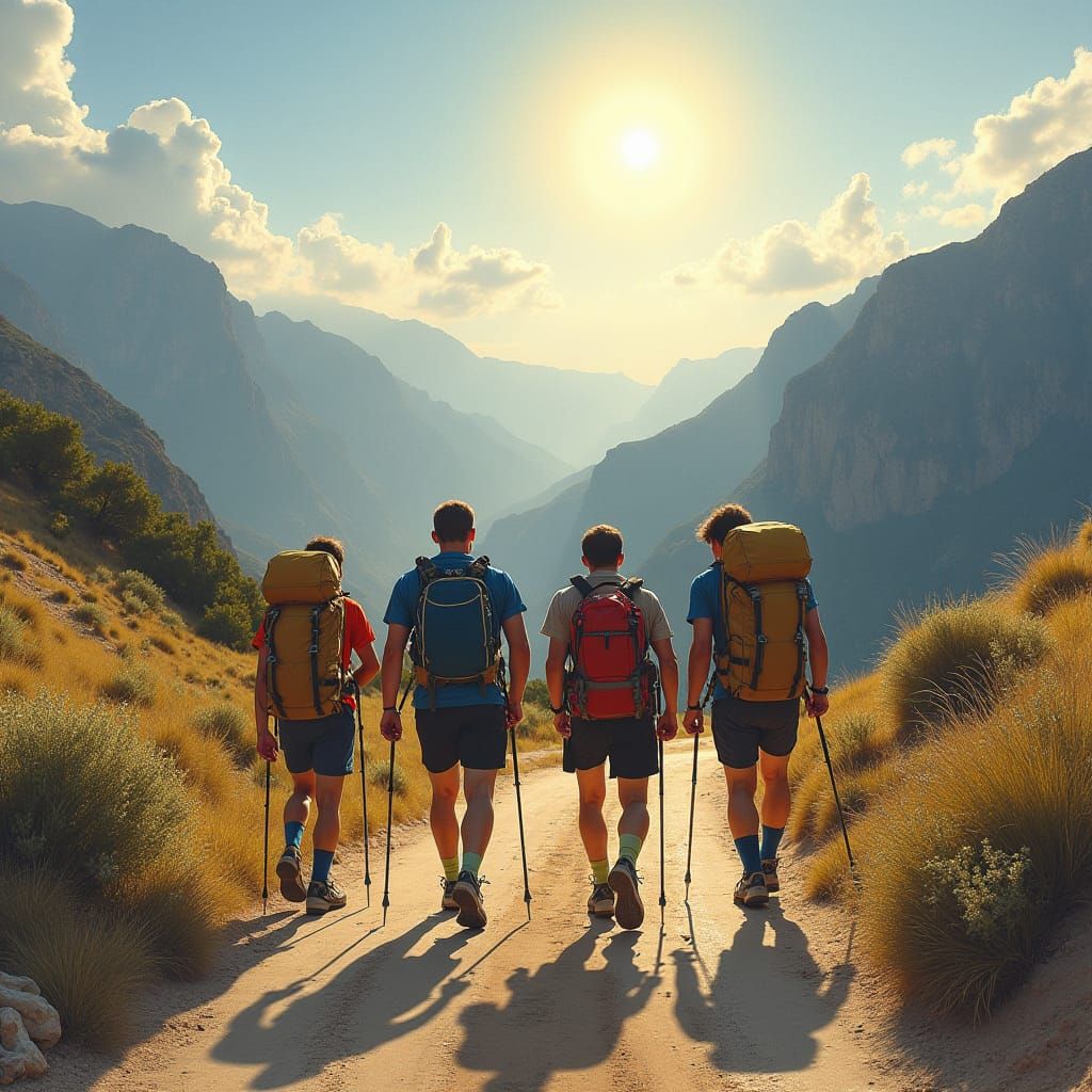 Hikers Admire Sunrise Over Corsican Mountains