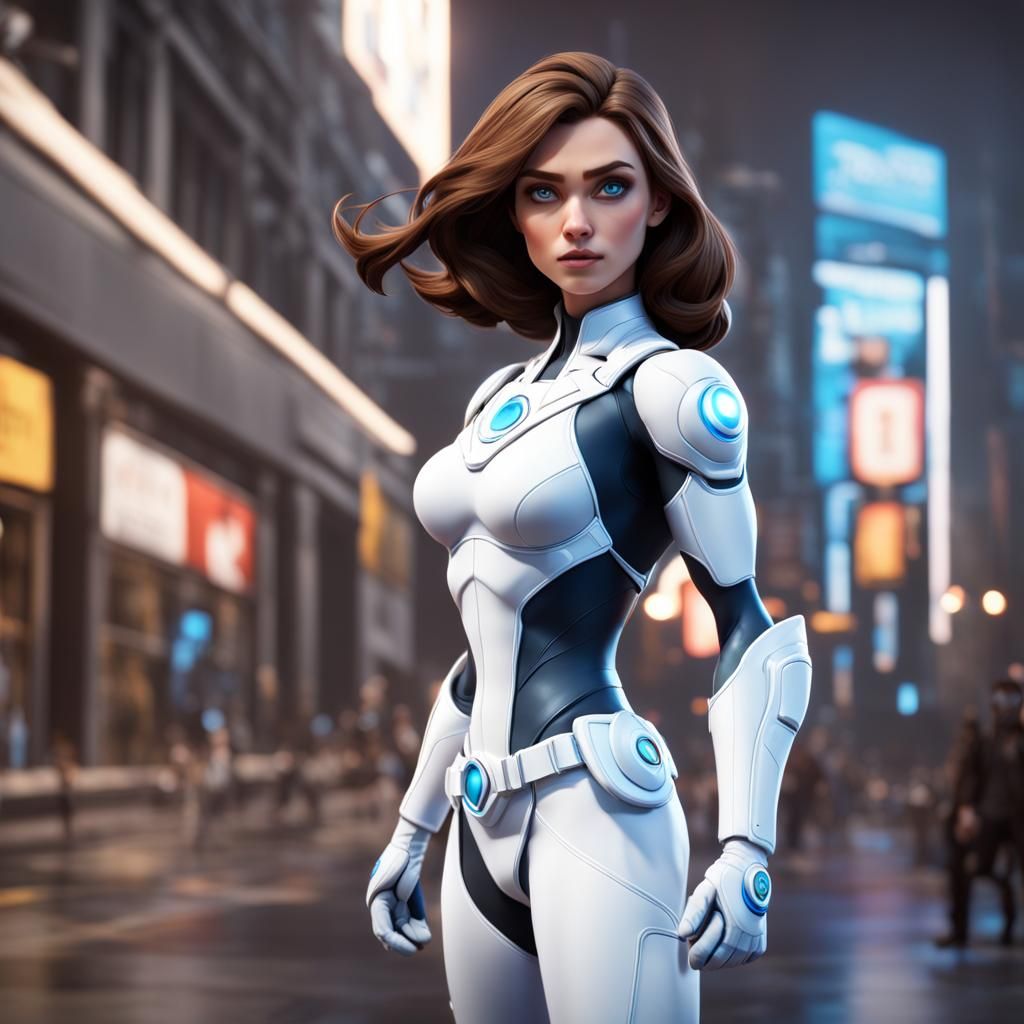 Super Heroine Girl in 3D Digital Art Style