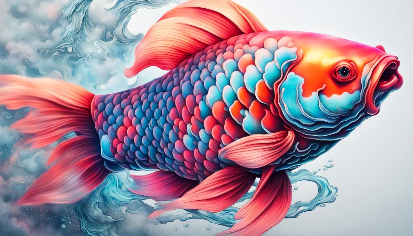 Neon Koi Fish Nebula Tattoo Art