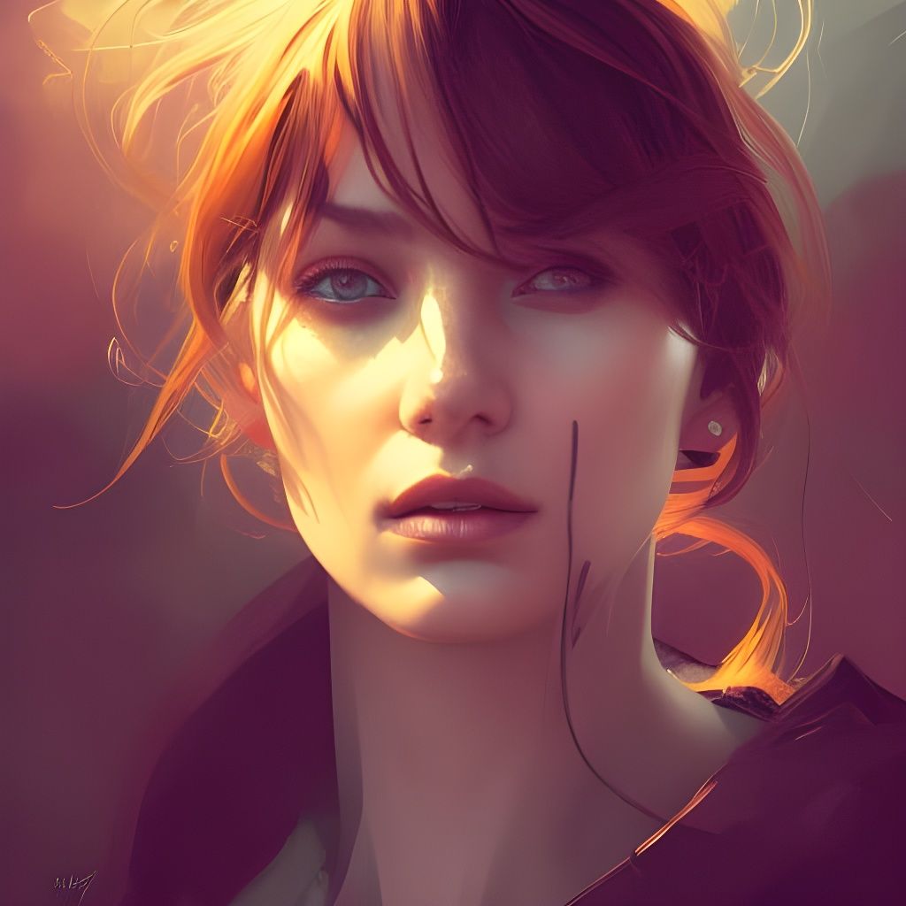 Detailed Portrait of Irish Woman in Art Nouveau Style