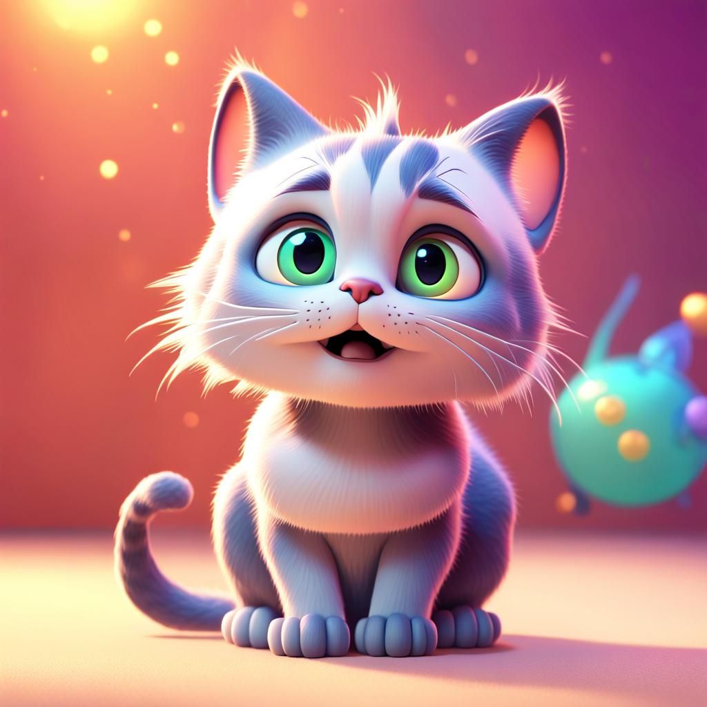 Magic Cat in 3D Digital Art Style
