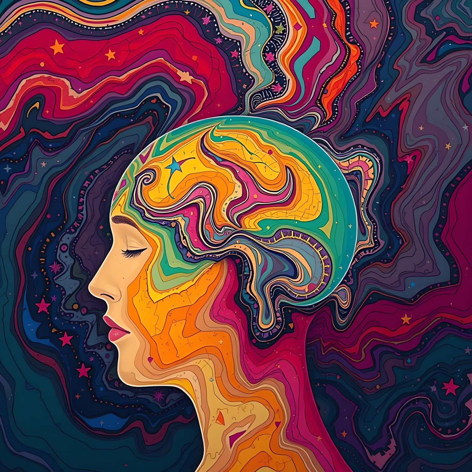 Colorful 2D Art of a Neurodivergent Mind