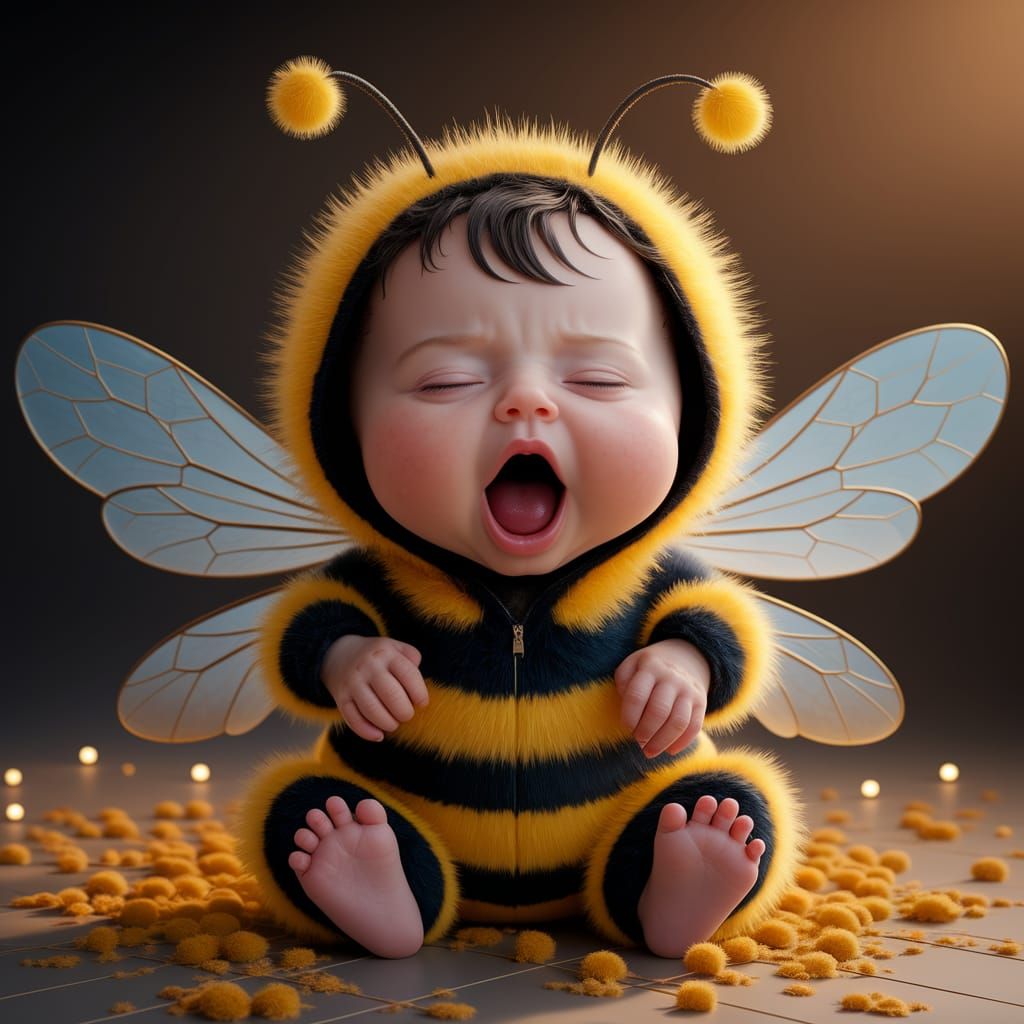 Sleepy Bumblebee: Fuzzy, Adorable Infant Photography Style