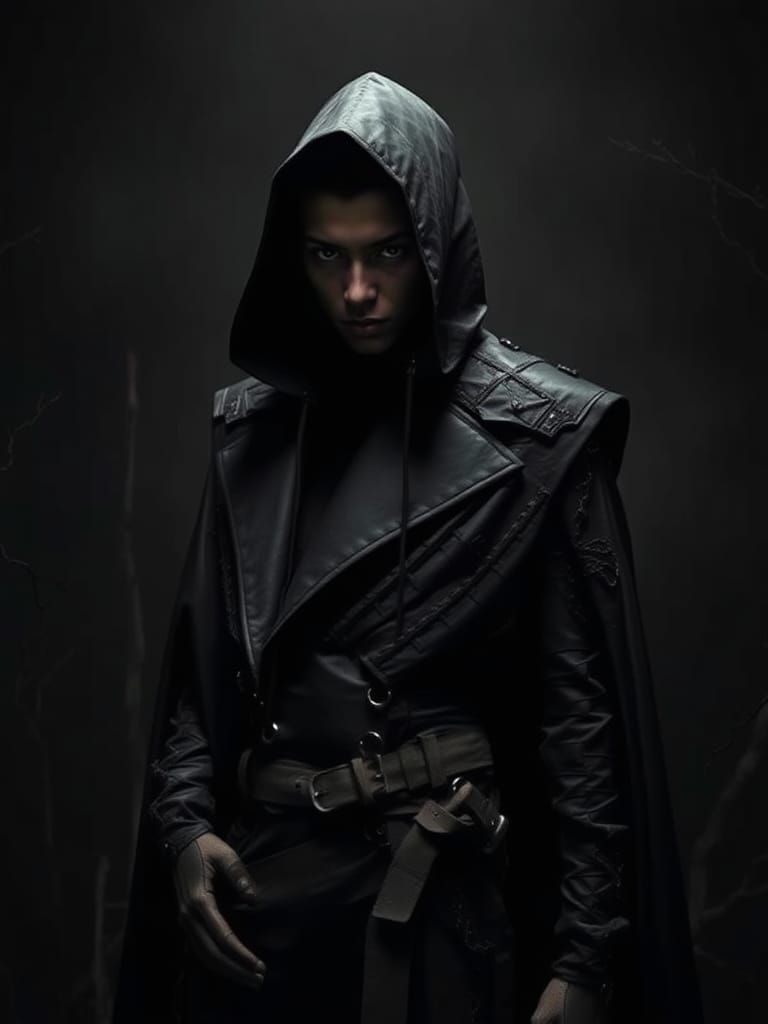 Androgynous Figure in Avant-Garde Architectural Attire