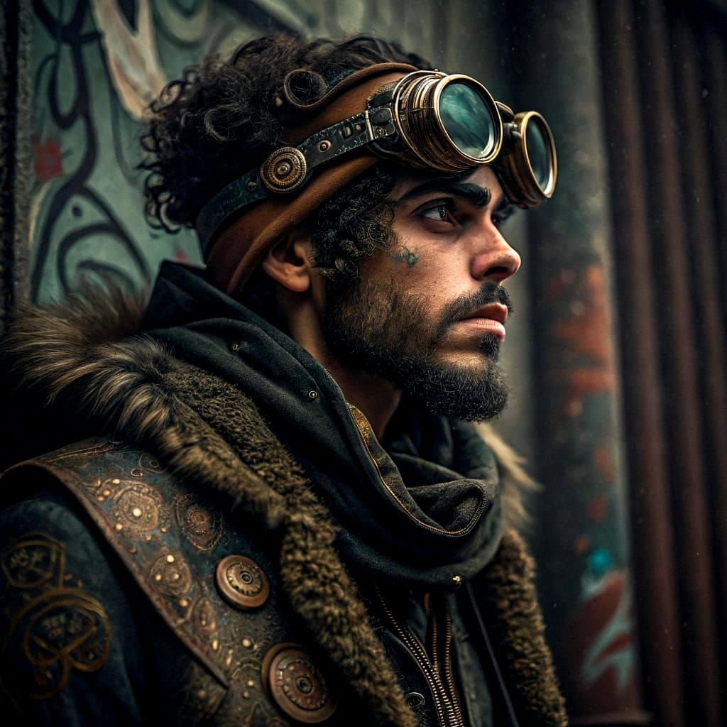 Steampunk Punk Rebel in Frosty Blizzard