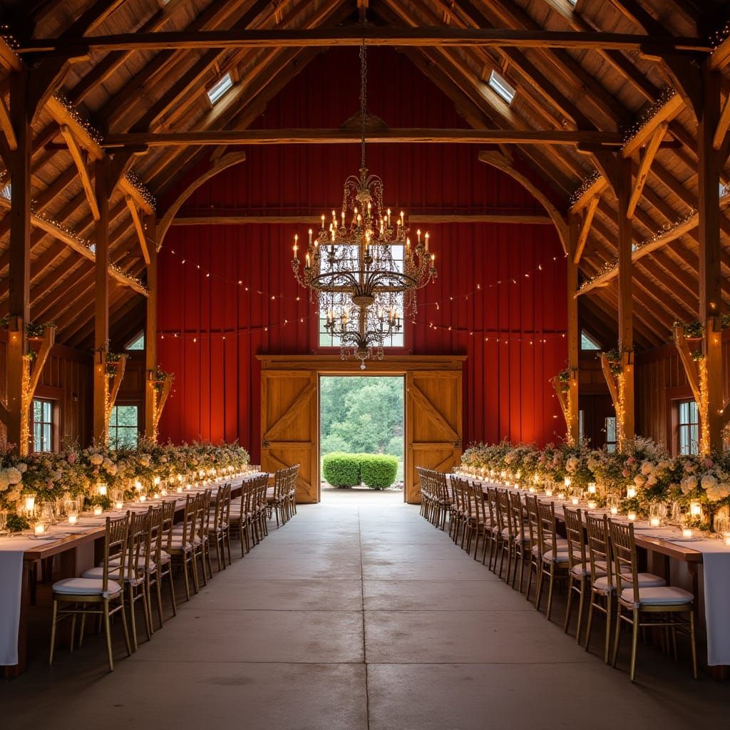 Elegant Barn Wedding Venue in Photorealistic Style