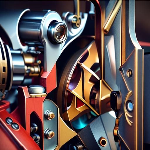 Sunlit Steampunk Engine in Detailed 3D Rendering