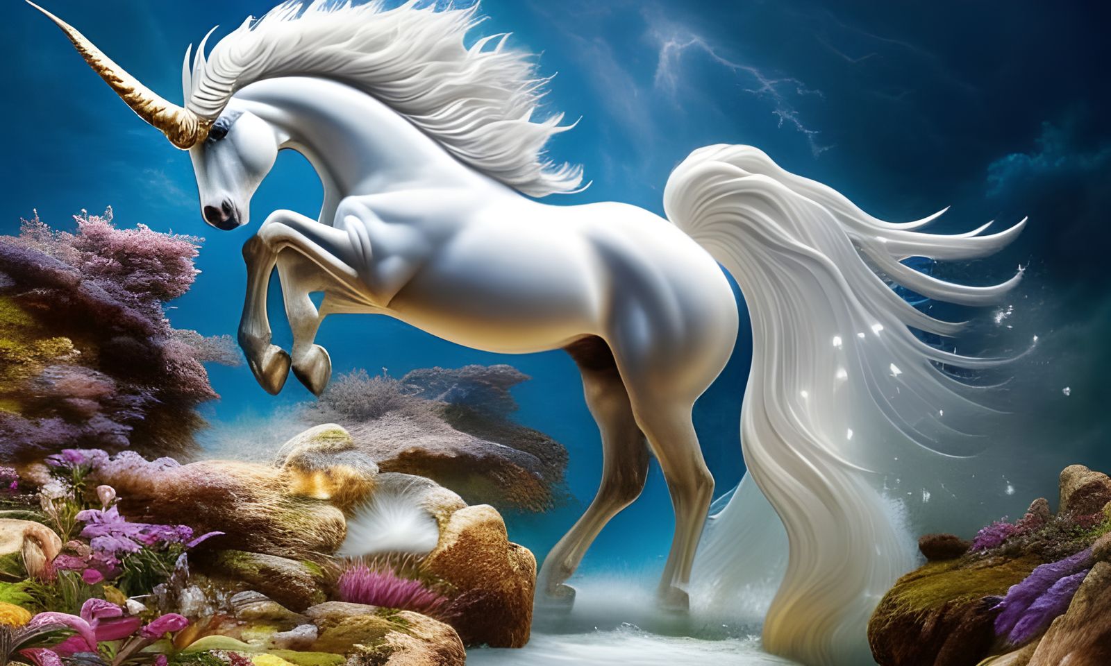 Pegasus and Unicorn River Scene: Detailed Concept Art
