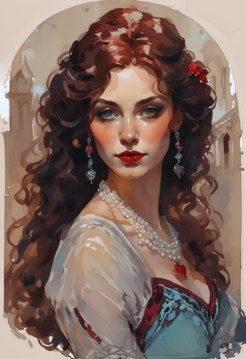 Gothic Vampiress Elena in Cathedral Artwork