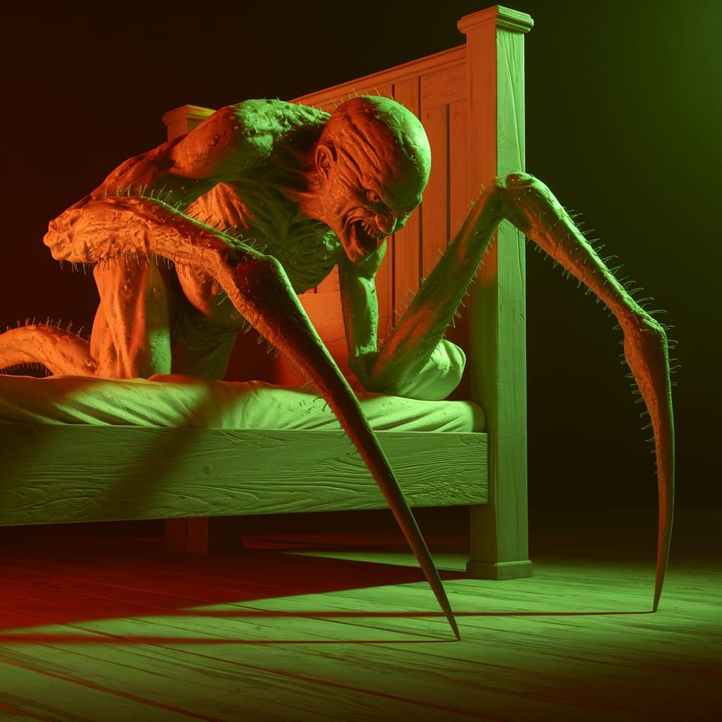 Giant Spider Human Hybrid Lunges from Shadows in Haunting 3D...