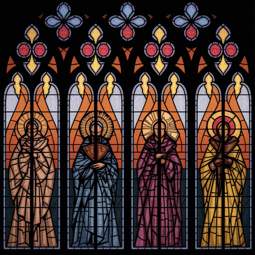 Grimdark Masterpiece in Gothic Stained Glass