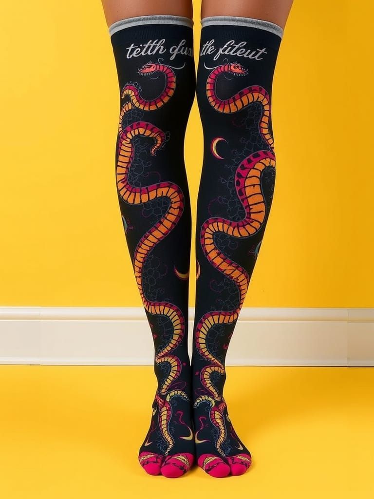 Tattoo Snake Socks in Graphic Novel Style