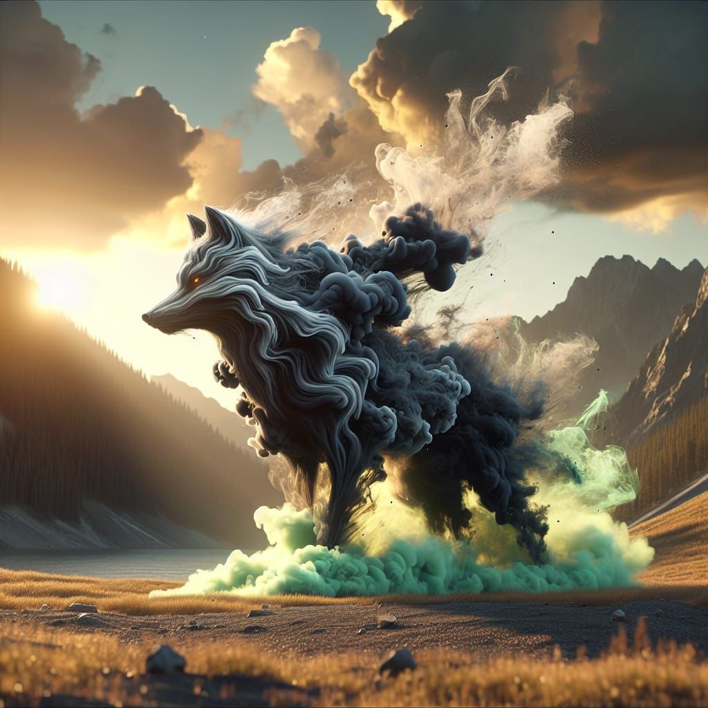 Spectacular Wolf Smoke Sculpture in High Resolution