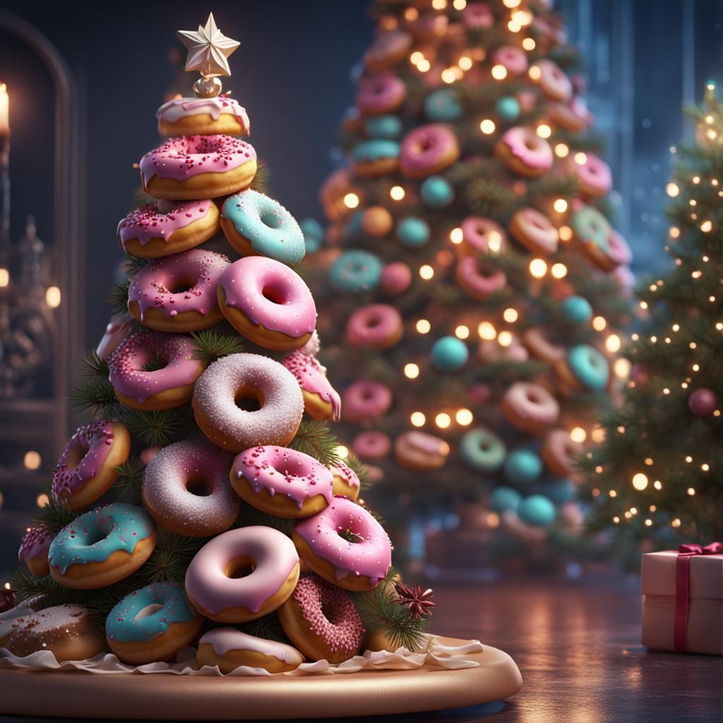 Donut Christmas Tree: Detailed Matte Painting