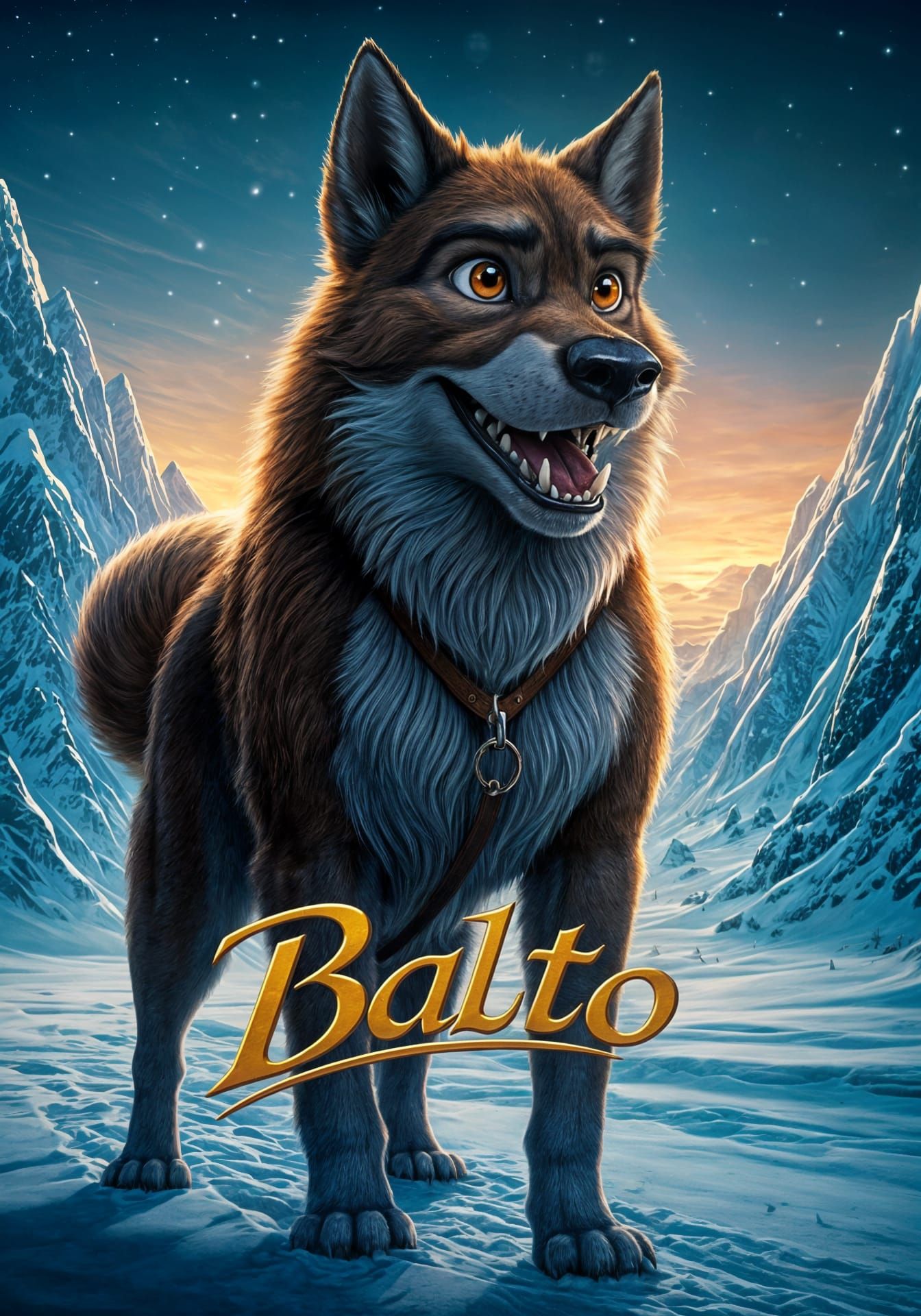 Balto: Heroic Sled Dog in Epic Alaskan Winter Landscape