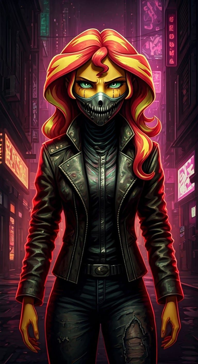 Ominous Cyberpunk Figure in Dystopian Cityscape