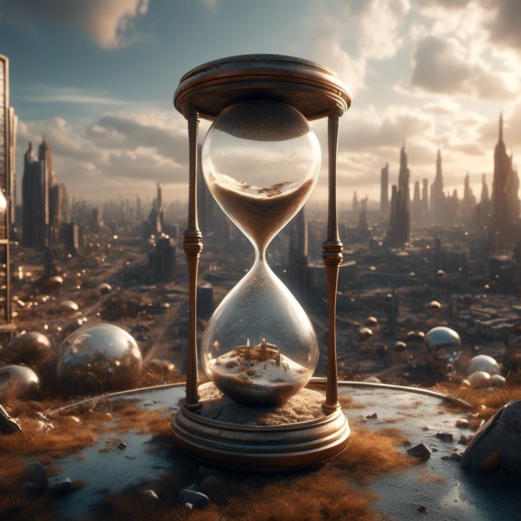 Cosmic Hourglass: Futuristic and Apocalyptic Landscapes